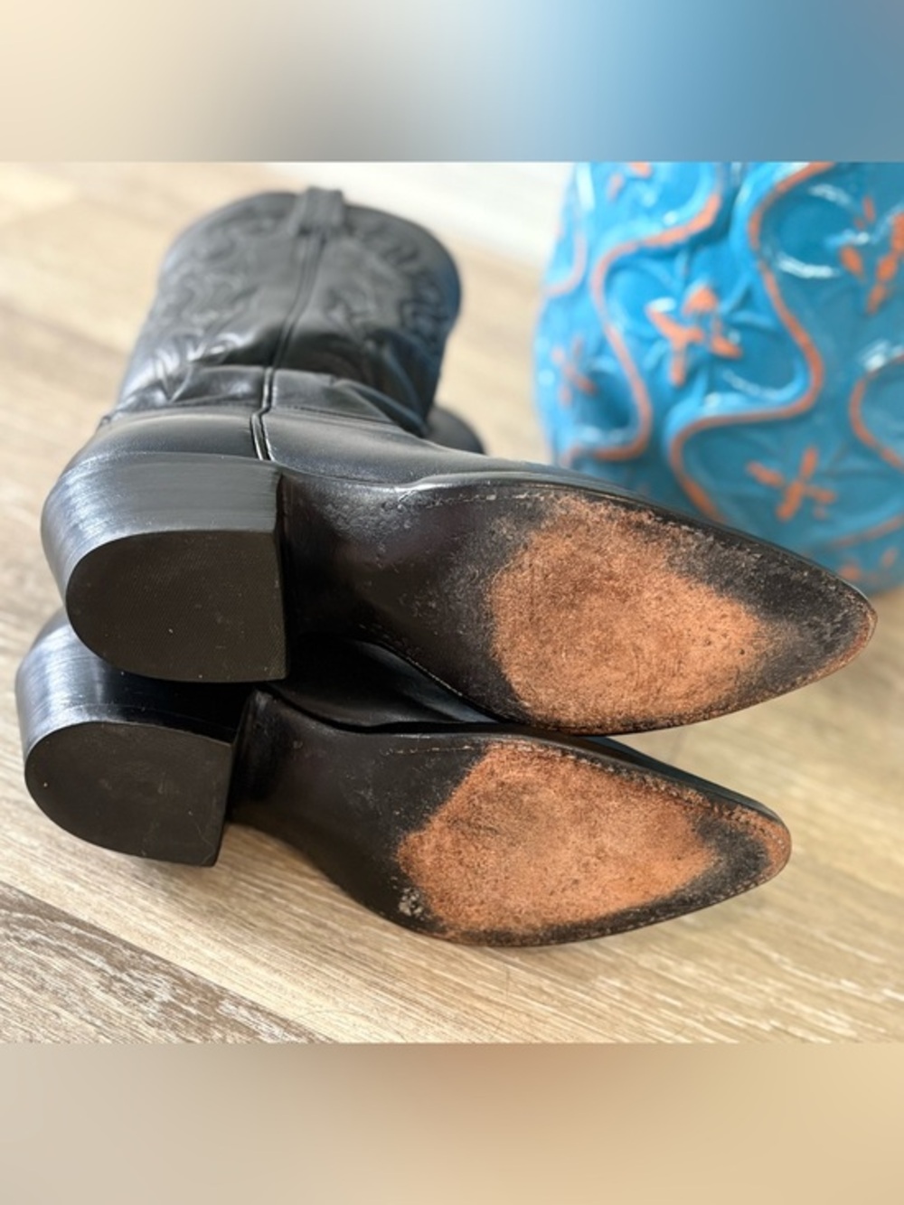 Lucchese Vintage Black Ranch Hand Cowboy Boots | Excellent Condition | Size 7 - Picture 10 of 10